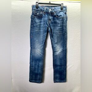 True Religion Flap Pocket Straight Jeans Womens 28 Blue Denim Stretch 2509